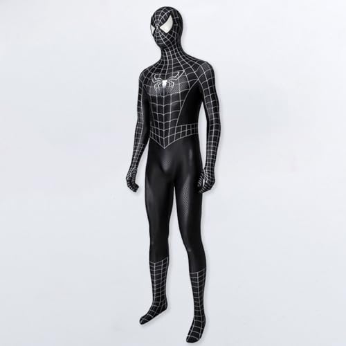 Fiorky Disfraz de Miles Morales para adultos, traje elástico de Spider-Man 3 Venom Cos, disfraz superior para fiesta de Halloween (negro, talla XL)