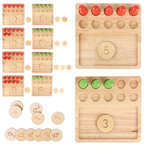 Fiotha Juguetes Matemáticos Montessori, Juguetes de Madera Juegos Matematicos, Montessori Juguetes de Madera Sumas y Restas hasta 20, Juegos Educativos Regalo Niña Niño 3 4 5 6 Años