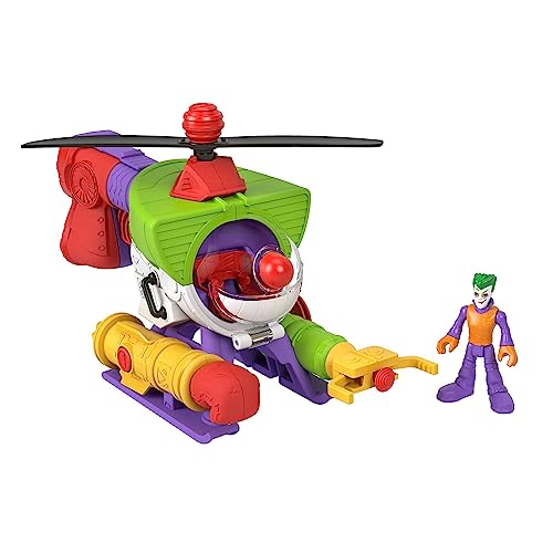 Fisher-Price Imaginext DC Super Friends Robocóptero de Joker Vehículo transformable con figura, juguete +3 años (Mattel HMV09)