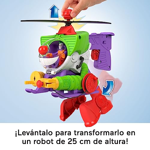 Fisher-Price Imaginext DC Super Friends Robocóptero de Joker Vehículo transformable con figura, juguete +3 años (Mattel HMV09)