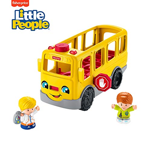 Fisher-Price Little People Autobús siéntate conmigo Coche de juguete con luces y sonidos y 2 figuras, para bebés +1 año, versión español (FKX01)