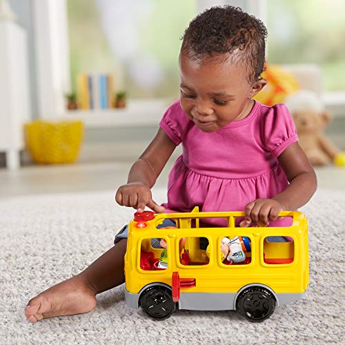 Fisher-Price Little People Autobús siéntate conmigo Coche de juguete con luces y sonidos y 2 figuras, para bebés +1 año, versión español (FKX01)