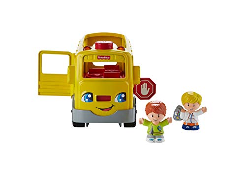 Fisher-Price Little People Autobús siéntate conmigo Coche de juguete con luces y sonidos y 2 figuras, para bebés +1 año, versión español (FKX01)