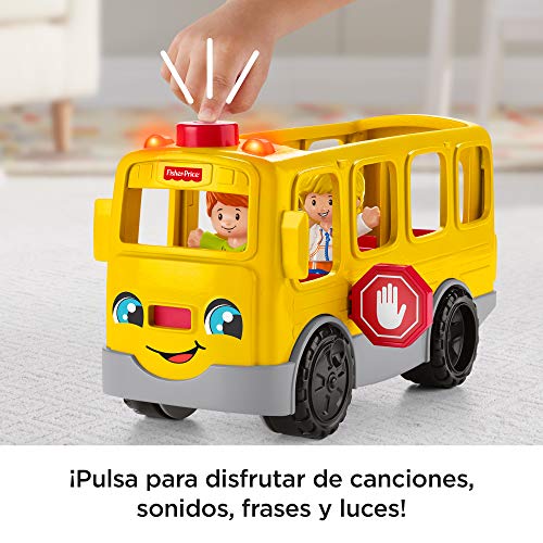 Fisher-Price Little People Autobús siéntate conmigo Coche de juguete con luces y sonidos y 2 figuras, para bebés +1 año, versión español (FKX01)