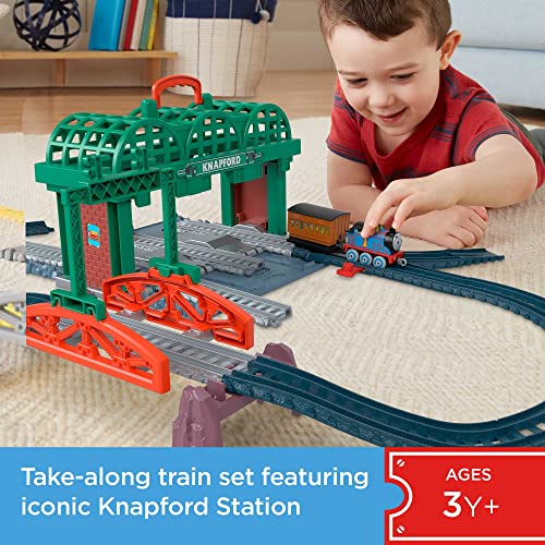 Fisher-Price Thomas & Friends Knapford Station Train Set track with 2 in 1 playset and storage case for preschoolers 3+