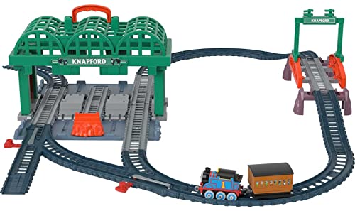 Fisher-Price Thomas & Friends Knapford Station Train Set track with 2 in 1 playset and storage case for preschoolers 3+