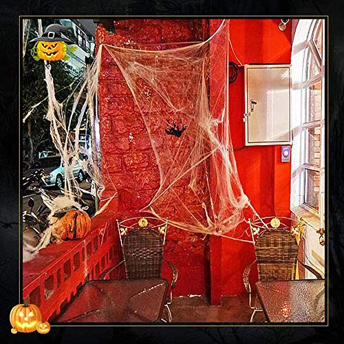 FJSC 3PCS Halloween Spider Webs Telarañas Extensibles Decoraciones De Halloween Telarañas con 100PCS Luminous Spiders