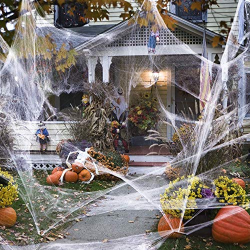 FJSC 3PCS Halloween Spider Webs Telarañas Extensibles Decoraciones De Halloween Telarañas con 100PCS Luminous Spiders