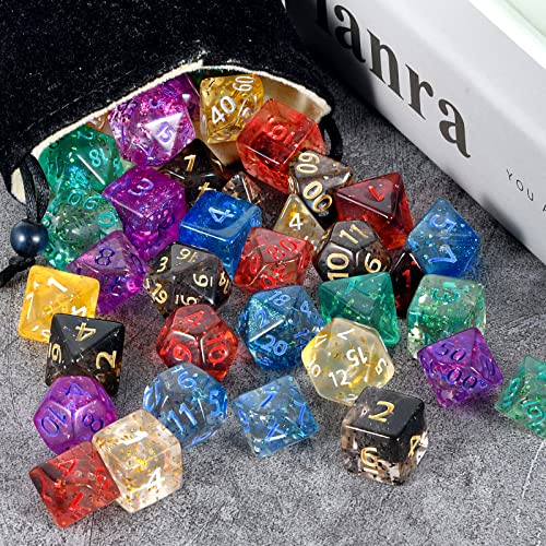 FLASHOWL Dice D20 Dice D20 Dice Dungeons and Dragons Dice Games Table Dice Polyhedral Roll Play W20 Dice DND RPG MTG Polyhedral Dice (7 Pieces Black)