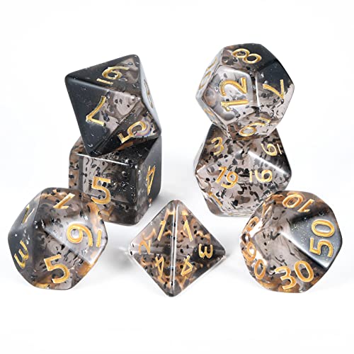 FLASHOWL Dice D20 Dice D20 Dice Dungeons and Dragons Dice Games Table Dice Polyhedral Roll Play W20 Dice DND RPG MTG Polyhedral Dice (7 Pieces Black)