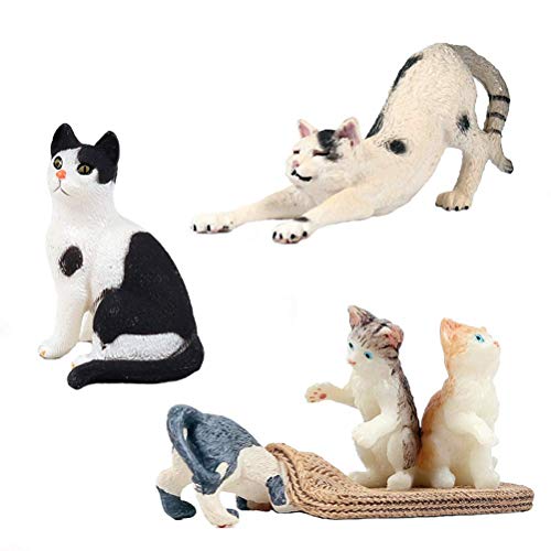 FLORMON Figuras de Animales 3 Piezas Realista Gato Modelo de acción El plastico Animal Salvaje Juguetes de Fiesta favores Juguetes educativos de la Granja Forestal Regalo para niños