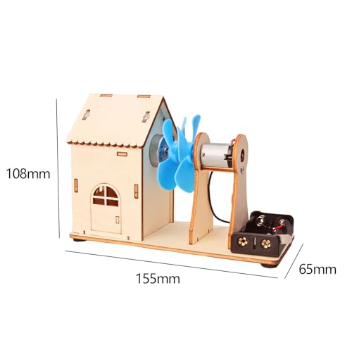 Folpus DIY generador de Viento de Juguete, Juguete de Madera, Mini generador de Viento, Motor, generador de energía eléctrica, Modelo para niños