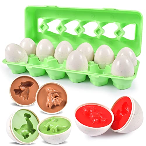 Forhome 12 Pcs Huevos de Pascua, Huevos de Juguetes Niños, Clasificación de Colores y Formas Aprender huevos de juguete, Juguetes de Pascua para niños