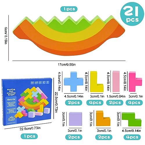 FORMIZON Juguetes Apilables de Equilibrio, Juguete Equilibrio de Madera, Bloques de Tetris, Juegos Apilables para Niños, Juego Educativo Montessori Regalos para Niños 3 4 5 6 7 8 Años