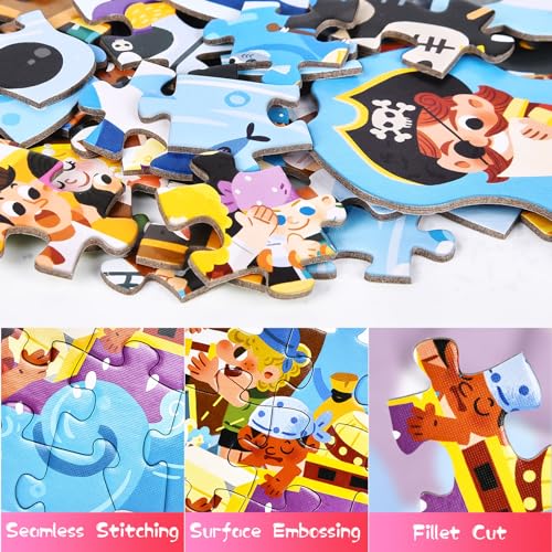 FORMIZON Rompecabezas Niños, 206 Piezas Puzzle Infantil, Rompecabezas Animales, Piezas de Rompecabezas, Rompecabezas Jigsaw Puzzle, Juegos de Rompecabezas para Juego Familiar (Barco Pirata)