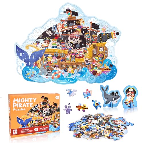 FORMIZON Rompecabezas Niños, 206 Piezas Puzzle Infantil, Rompecabezas Animales, Piezas de Rompecabezas, Rompecabezas Jigsaw Puzzle, Juegos de Rompecabezas para Juego Familiar (Barco Pirata)