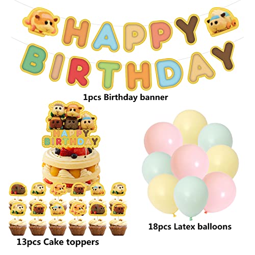 Forniture Decor per Feste a Tema Pui Pui Molcar Palloncini Buon Compleanno Striscioni Cartone Animato Topper per Torta per Bambini Decorazioni di Compleanno Pui Pui Molcar