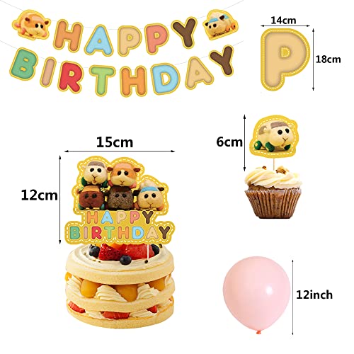 Forniture Decor per Feste a Tema Pui Pui Molcar Palloncini Buon Compleanno Striscioni Cartone Animato Topper per Torta per Bambini Decorazioni di Compleanno Pui Pui Molcar