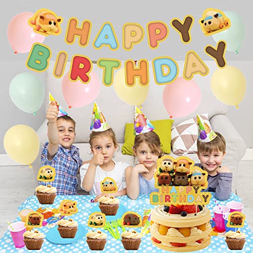 Forniture Decor per Feste a Tema Pui Pui Molcar Palloncini Buon Compleanno Striscioni Cartone Animato Topper per Torta per Bambini Decorazioni di Compleanno Pui Pui Molcar