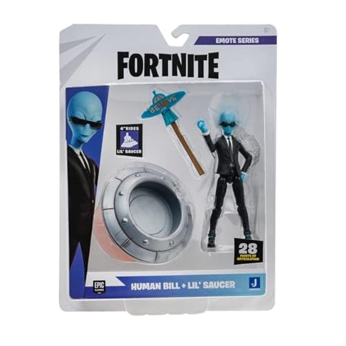 FORTNITE FNT1064 Human Bill Series - Figura articulada de 4 Pulgadas con platillo Lil' Emote vehículo y Accesorio Flying Slasher