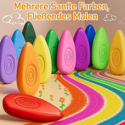 Four Candies Lápices de cera para niños de 24 colores, no tóxicos, resistentes al agua, para niños pequeños, fáciles de sostener, para niños pequeños y estudiantes, juego de lápices de pintura