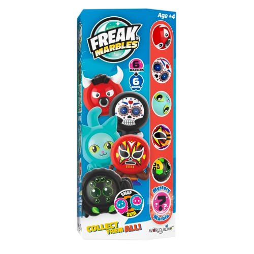 Freak Marbles Totem Pack D | Colecciona, Juega y Comparte | Contiene 6 Canicas y 6 Skins, 1 de Ellos Raro