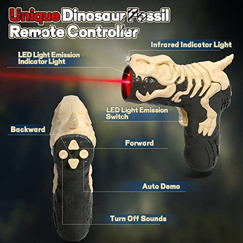 FRUSE Dinosaurios Juguetes,Dinosaurio Teledirigido con Trazado Luz,Niebla de Rocío,Luz LED,Rugido,Juguetes de Robot Spinosaurus,Regalos para Niños Niñas de 3 4 5 6 7 8(Rojo)