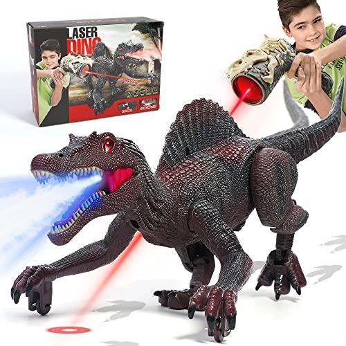 FRUSE Dinosaurios Juguetes,Dinosaurio Teledirigido con Trazado Luz,Niebla de Rocío,Luz LED,Rugido,Juguetes de Robot Spinosaurus,Regalos para Niños Niñas de 3 4 5 6 7 8(Rojo)