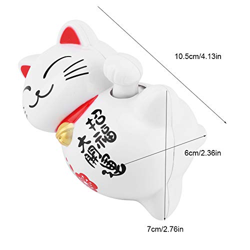 FTVOGUE Energía Solar Maneki Neko LuckyCat Fortuna Bienvenida Agitando el Brazo Paw Up Perezoso Acostado Riqueza Fortuna Gato Hogar Tiendas Coche Feng Shui Decoración Blanco(01)