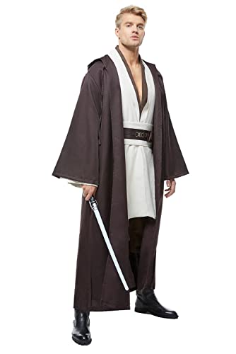 Fuman Kenobi Jedi Knight Anakin Skywalker Cosplay Traje Jedi Disfraces para adultos Hombres Disfraz de Halloween (Obi Wan Kenobi, L)