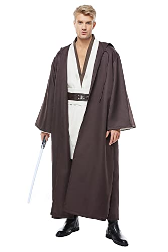 Fuman Kenobi Jedi Knight Anakin Skywalker Cosplay Traje Jedi Disfraces para adultos Hombres Disfraz de Halloween (Obi Wan Kenobi, L)