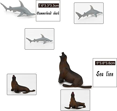 Fun Gift DE - Juego de 12 juguetes para animales marinos, tiburones blancos, delfines, etc., juguetes para niños mayores de 3 años, adecuados para bañeras, pozos de arena, etc. (negro)