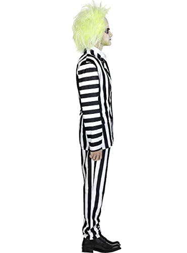 Funidelia | Disfraz de Beetlejuice para hombre Tim Burton, Películas de miedo, Terror - Disfraz para adultos y divertidos accesorios para Fiestas, Carnaval y Halloween - Talla L - Blanco