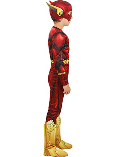 Funidelia | Disfraz de Flash musculoso niño Superhéroes, DC Comics, Justice League - Disfraz para niños y divertidos accesorios para Fiestas, Carnaval y Halloween - Talla 7-9 años - Rojo