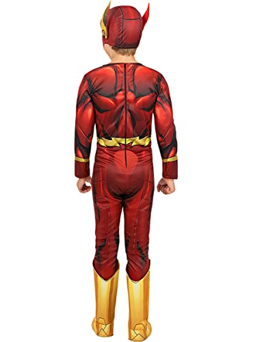 Funidelia | Disfraz de Flash musculoso niño Superhéroes, DC Comics, Justice League - Disfraz para niños y divertidos accesorios para Fiestas, Carnaval y Halloween - Talla 7-9 años - Rojo