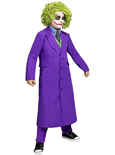 Funidelia | Disfraz de Joker para niño Superhéroes, DC Comics, Villanos - Disfraz para niños y divertidos accesorios para Fiestas, Carnaval y Halloween - Talla 3-4 años - Morado