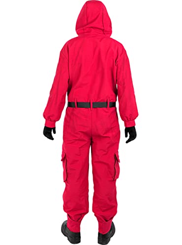 Funidelia | Disfraz el Juego del Calamar con máscara círculo para hombre y mujer Squid Game - Disfraz para adultos y divertidos accesorios para Fiestas, Carnaval y Halloween - Talla M-L - Rojo