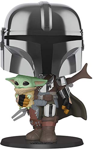 Funko 49931 Pop Star Wars:Mandalorian-10 Mandalorian (w/Chrome Armour) Collectible Toy, Multicolour & Pop Star Wars: Mandalorian-The Child Figura Coleccionable, Multicolor (48740)