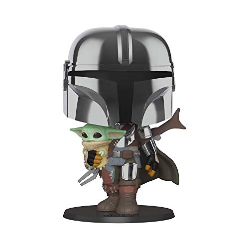 Funko 49931 Pop Star Wars:Mandalorian-10 Mandalorian (w/Chrome Armour) Collectible Toy, Multicolour & Pop Star Wars: Mandalorian-The Child Figura Coleccionable, Multicolor (48740)