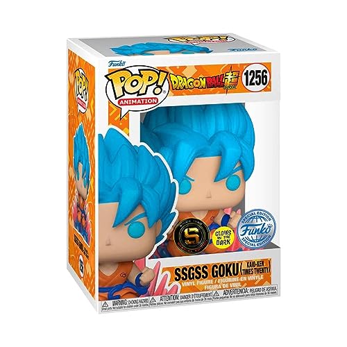 Funko Figura de vinilo que brilla en la oscuridad, dise o de Dragon Ball Super SSGSS Goku (Kaio-Ken Times Twenty)