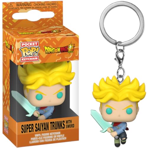 Funko Pop! Keychain: DBS - Super Saiyan Trunks with Sword - Dragon Ball Super - Minifigura de Vinilo Coleccionable Llavero Original - Relleno de Calcetines - Idea de Regalo- Mercancia Oficial