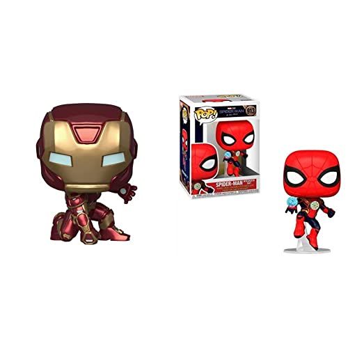 Funko - Pop! Marvel: Avengers Game - Iron Man Figurina, Stark Tech Suit, Multicolor (47756) & 56829 - Marvel Spiderman - No Way Home - Spider-Man (Integrated Suit)