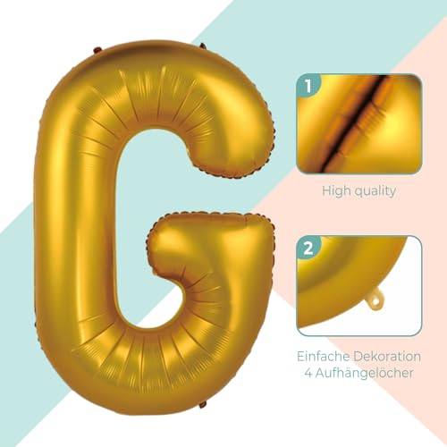 FUNXGO® Globo Letra G Oro - Globo Gigante - Globo Cumpleaños G - Globo Letra G Oro - Decoración Cumpleaños - perfecto para cumpleaños, fiesta sorpresa, fiesta - Globo G