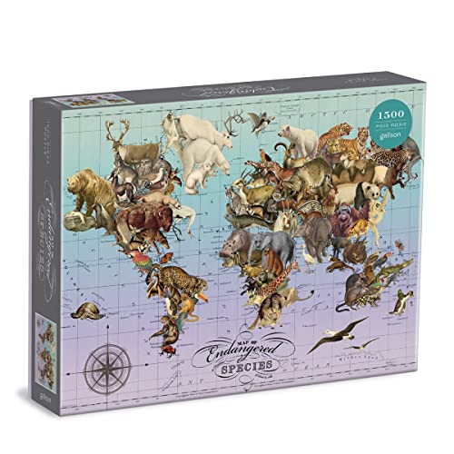 Galison 9780735369900 Wendy Gold Endangered Species 1500 Piece Puzzle