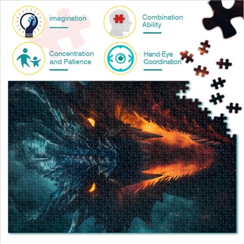 Game Gift Jigsaw Aliento dragón ardiente para Adultos Rompecabezas Madera 300 Piezas para Adultos y niños 12 años en adelante Rompecabezas para Adultos 300 Piezas (40 x 28 cm)