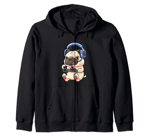 Gamer Pug Juego Pugs Regalo de Videojuegos Sudadera con Capucha