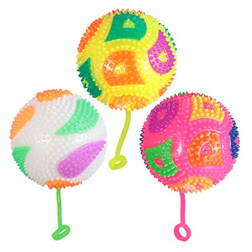 Garneck 3Pcs Mini Bolas Elásticas de Flash de Bola de Espiga con Luz Elástica Juguetes de Pelota Hinchable con BB Silbato para Niños Que Juegan Al Aire 7. 5 Cm (Color Aleatorio)