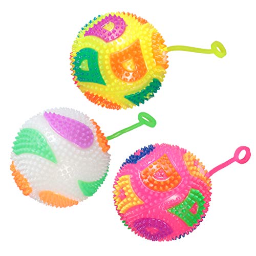 Garneck 3Pcs Mini Bolas Elásticas de Flash de Bola de Espiga con Luz Elástica Juguetes de Pelota Hinchable con BB Silbato para Niños Que Juegan Al Aire 7. 5 Cm (Color Aleatorio)