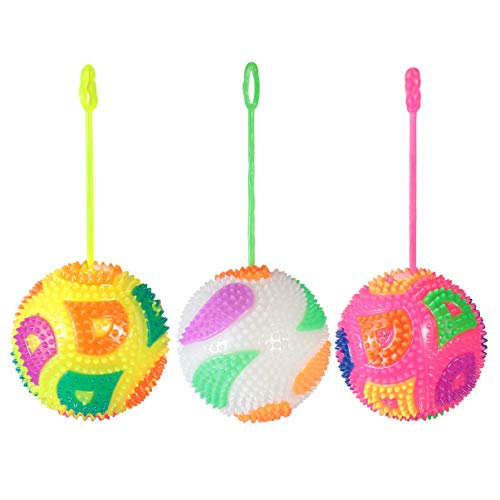 Garneck 3Pcs Mini Bolas Elásticas de Flash de Bola de Espiga con Luz Elástica Juguetes de Pelota Hinchable con BB Silbato para Niños Que Juegan Al Aire 7. 5 Cm (Color Aleatorio)