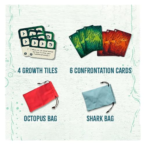 GCACE Kelp Board Game Shark VS Octopus, Hide And Seek Meets Bluffing And Manipulation, Deck Builder Meets Dice Bag Builder, 2-Player Asymmetrical Game, Portable Family Board Game Set, Wonderful For Co